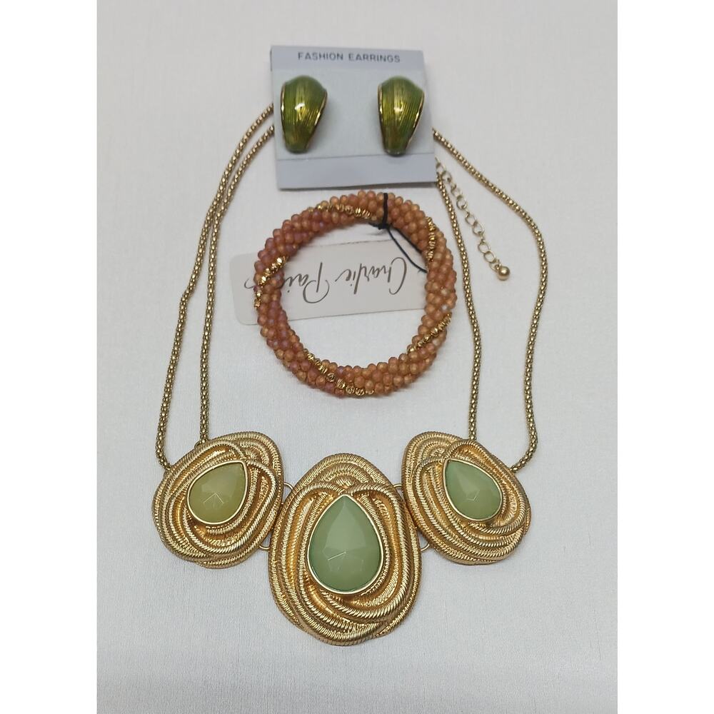 VTG 3-piece Combo: Necklace, Roll-on Bracelet and Clip-on Earrings